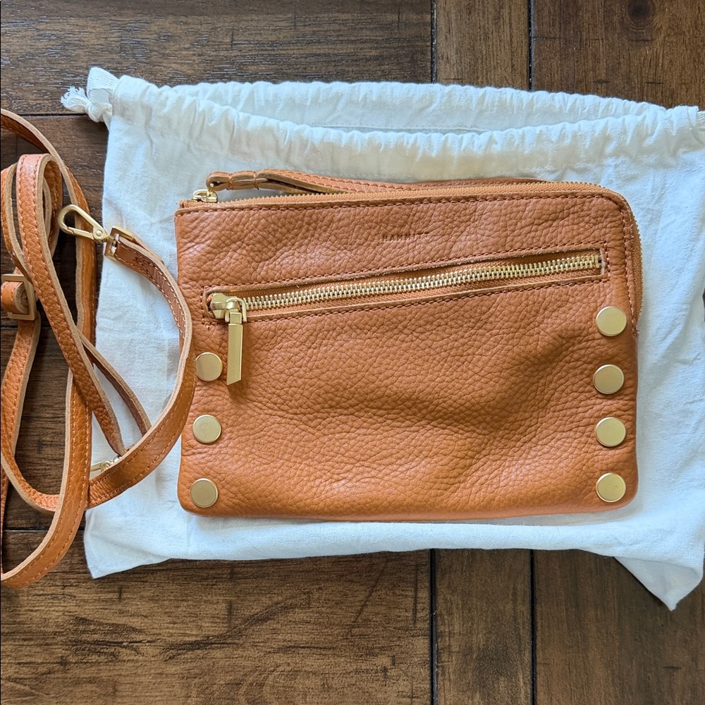 Hammitt small Nash Tan Crossbody Bag with Gold Accents
